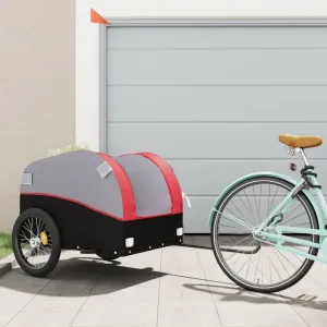 Transport Gear with Sturdy Bike Trailer, Heavy-Duty Iron Frame, 99.2 lb Load Capacity, Black and Red