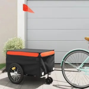 Transport with Heavy-Duty Bike Trailer, 99.2 lb Capacity, for Groceries, Tools, Luggage, Durable Iron Frame, Black and Orange