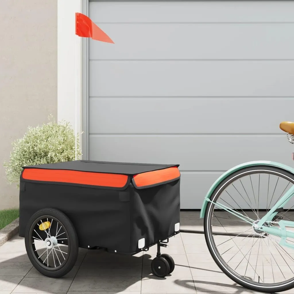 Transport with Heavy-Duty Bike Trailer, 99.2 lb Capacity, for Groceries, Tools, Luggage, Durable Iron Frame, Black and Orange