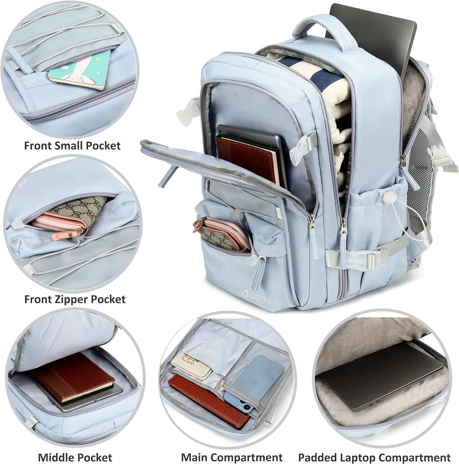 Travel Backpack for Women Men 17 Inch Laptop Backpacks with USB Port Carry on Bag Airline Approved Large College School Bookbags Waterproof Work Business Sport Rucksack Casual Daypack ( Blue)