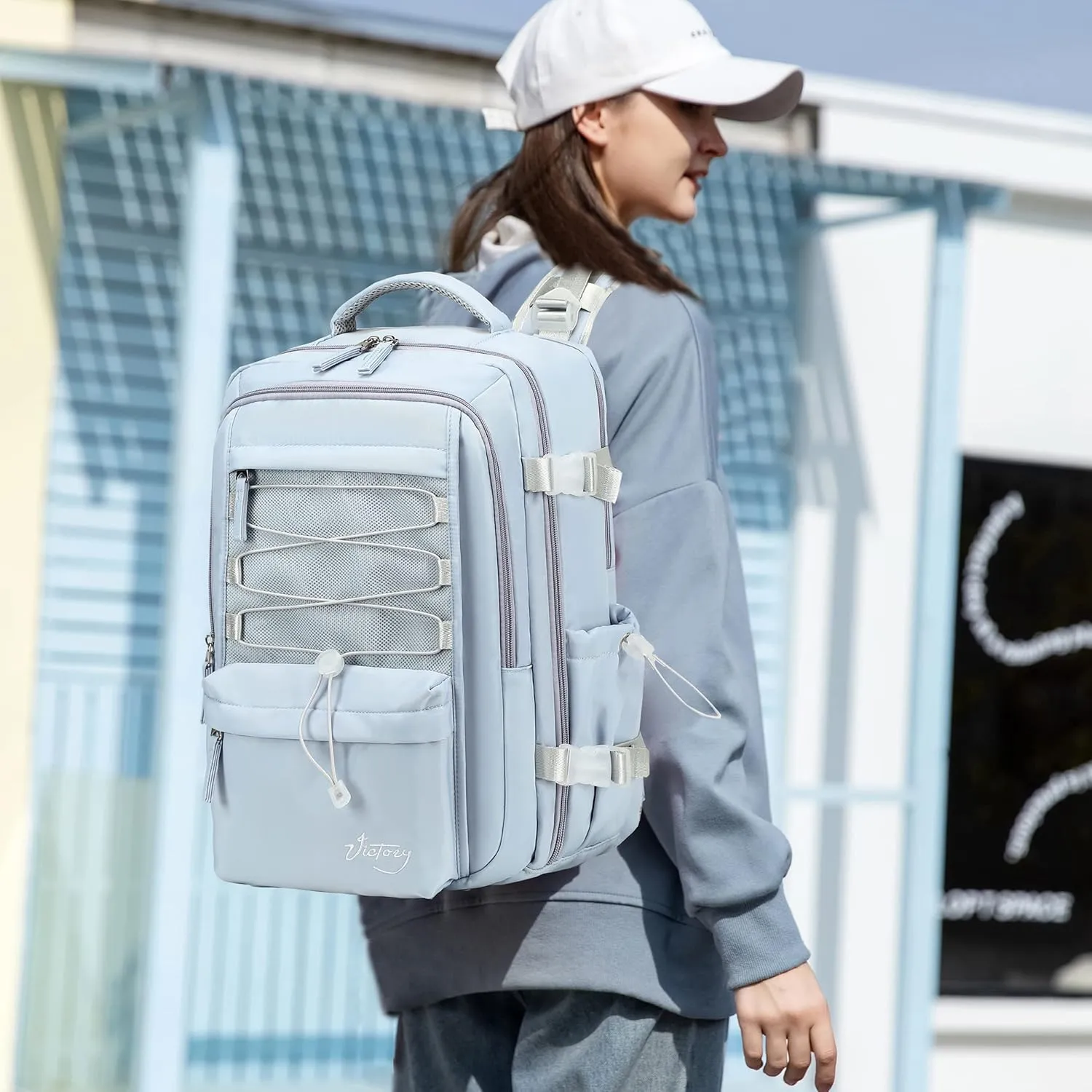 Travel Backpack for Women Men 17 Inch Laptop Backpacks with USB Port Carry on Bag Airline Approved Large College School Bookbags Waterproof Work Business Sport Rucksack Casual Daypack ( Blue)