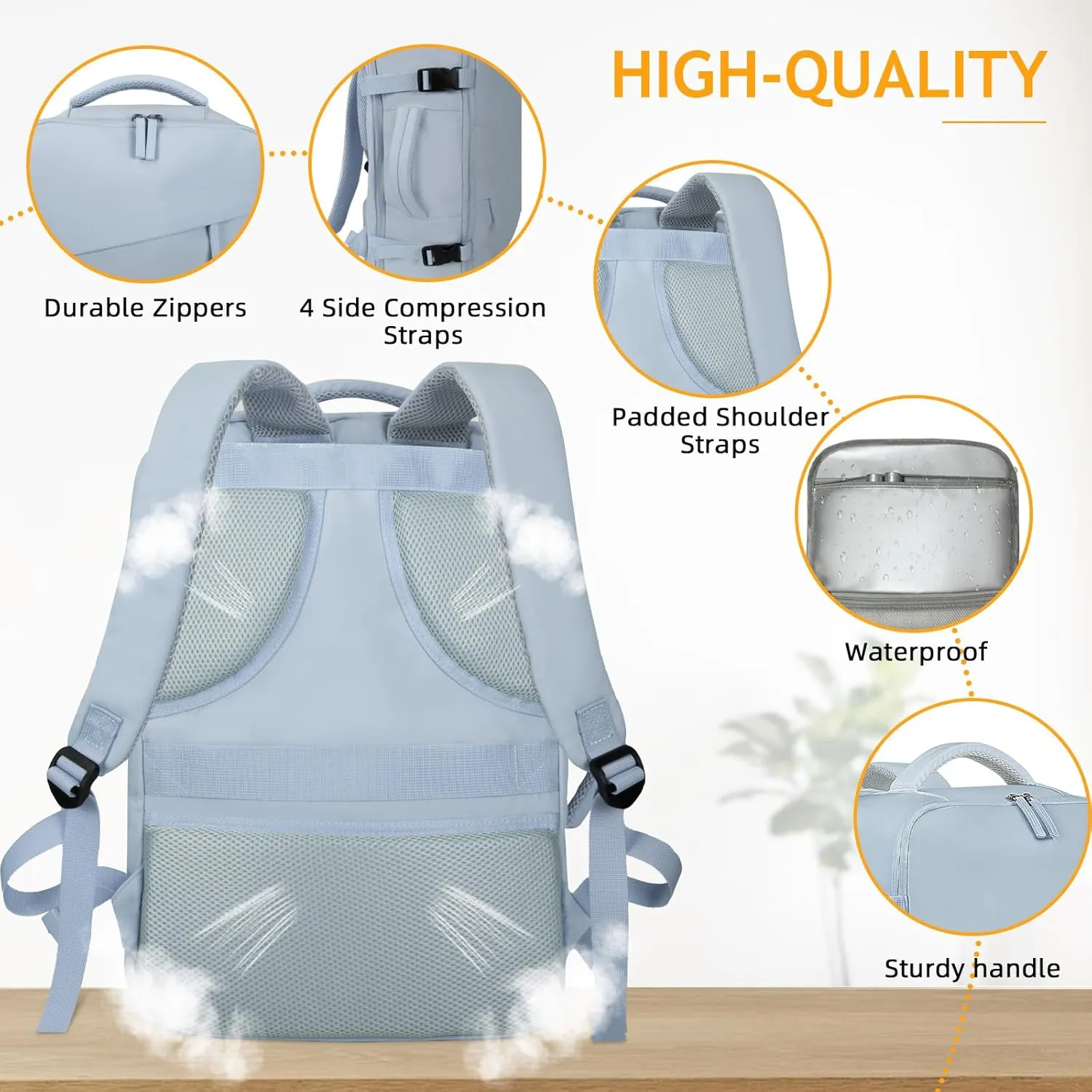 Travel Backpack for Women Men, Carry On Backpack Airlines Approved Personal Item Travel Computer Bag Waterproof Laptop Backpack Business Weekender Overnight Fits15.6Inch Laptop, Blue