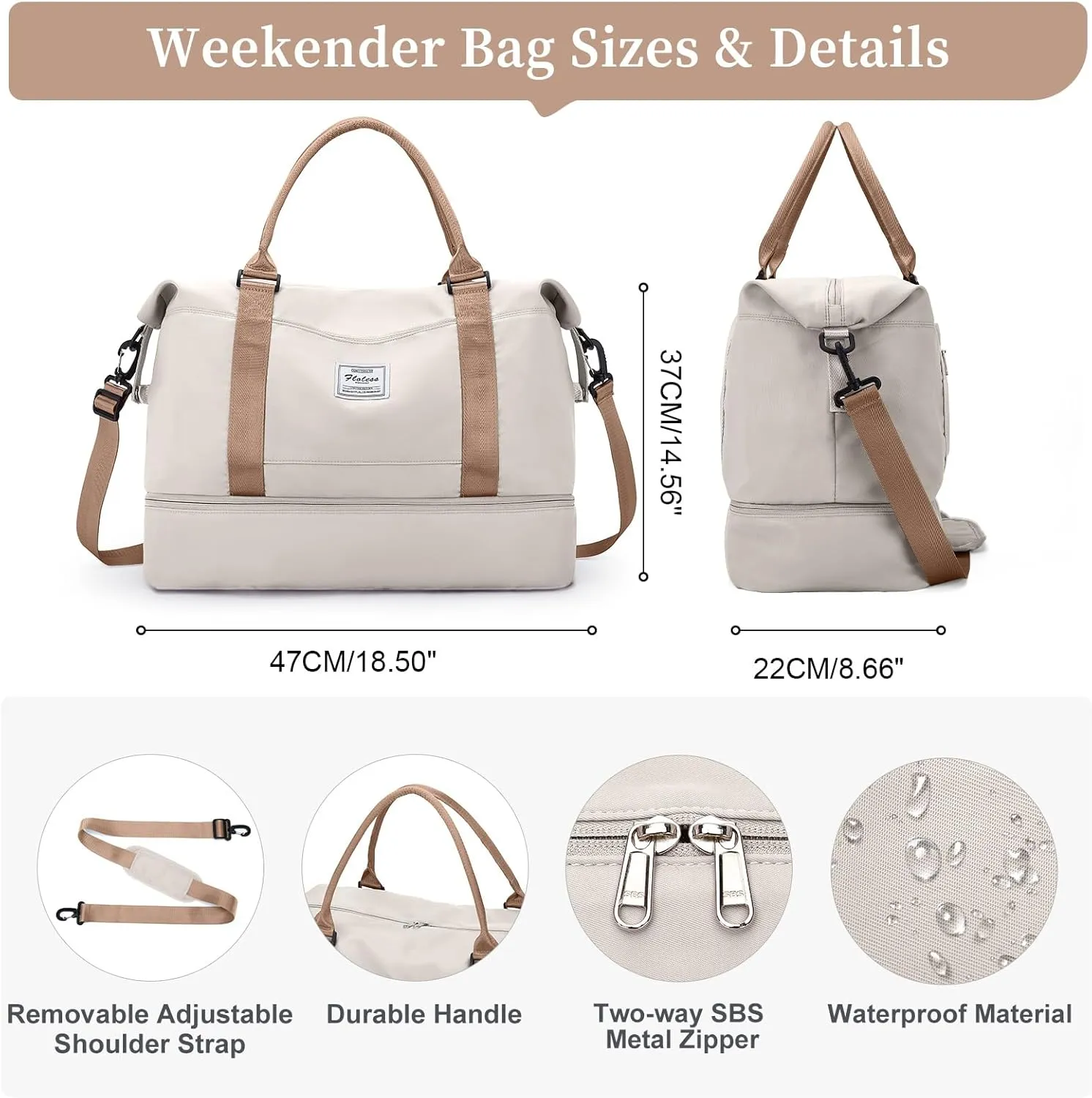 Travel Duffel Bag with Shoes Compartment, Overnight Weekender Bags for Women,Carry on Personal Item Bag