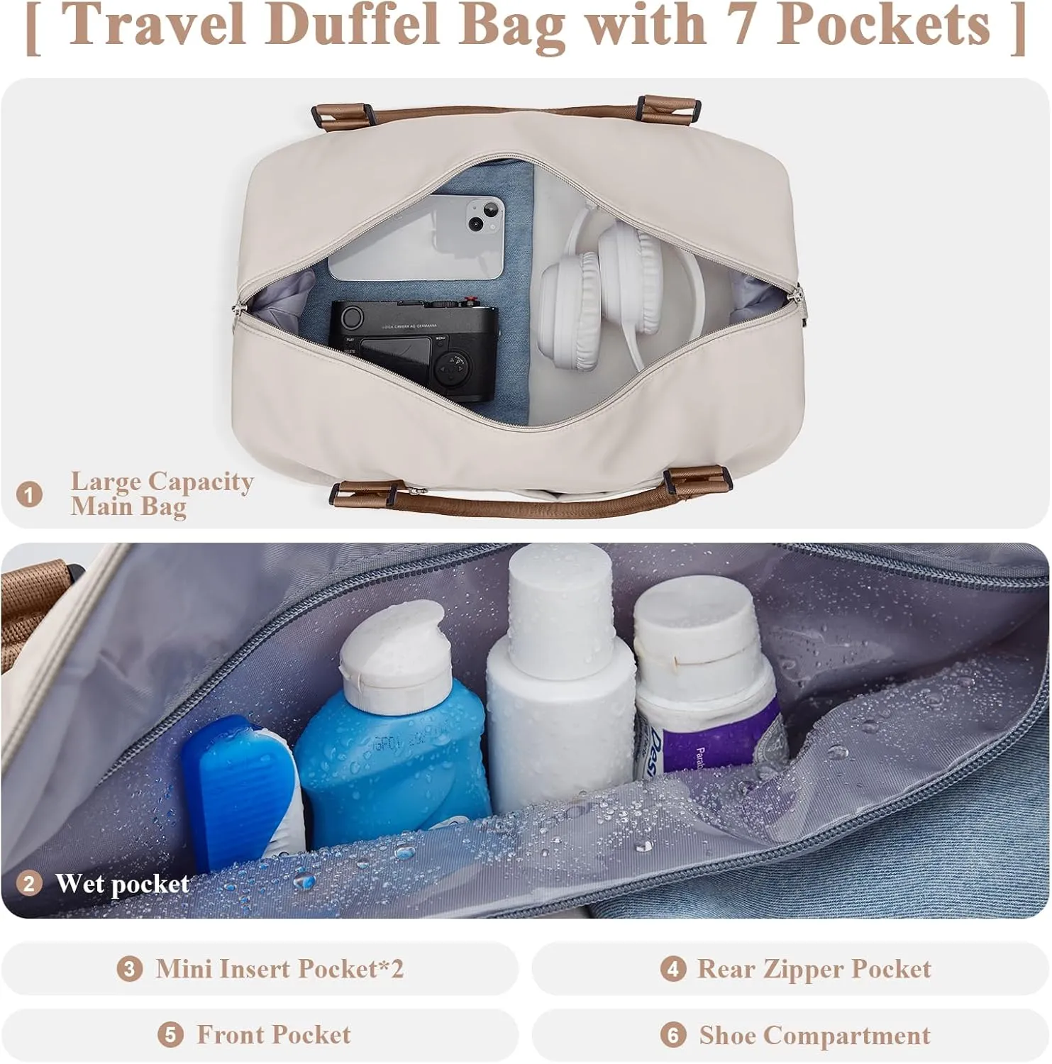 Travel Duffel Bag with Shoes Compartment, Overnight Weekender Bags for Women,Carry on Personal Item Bag