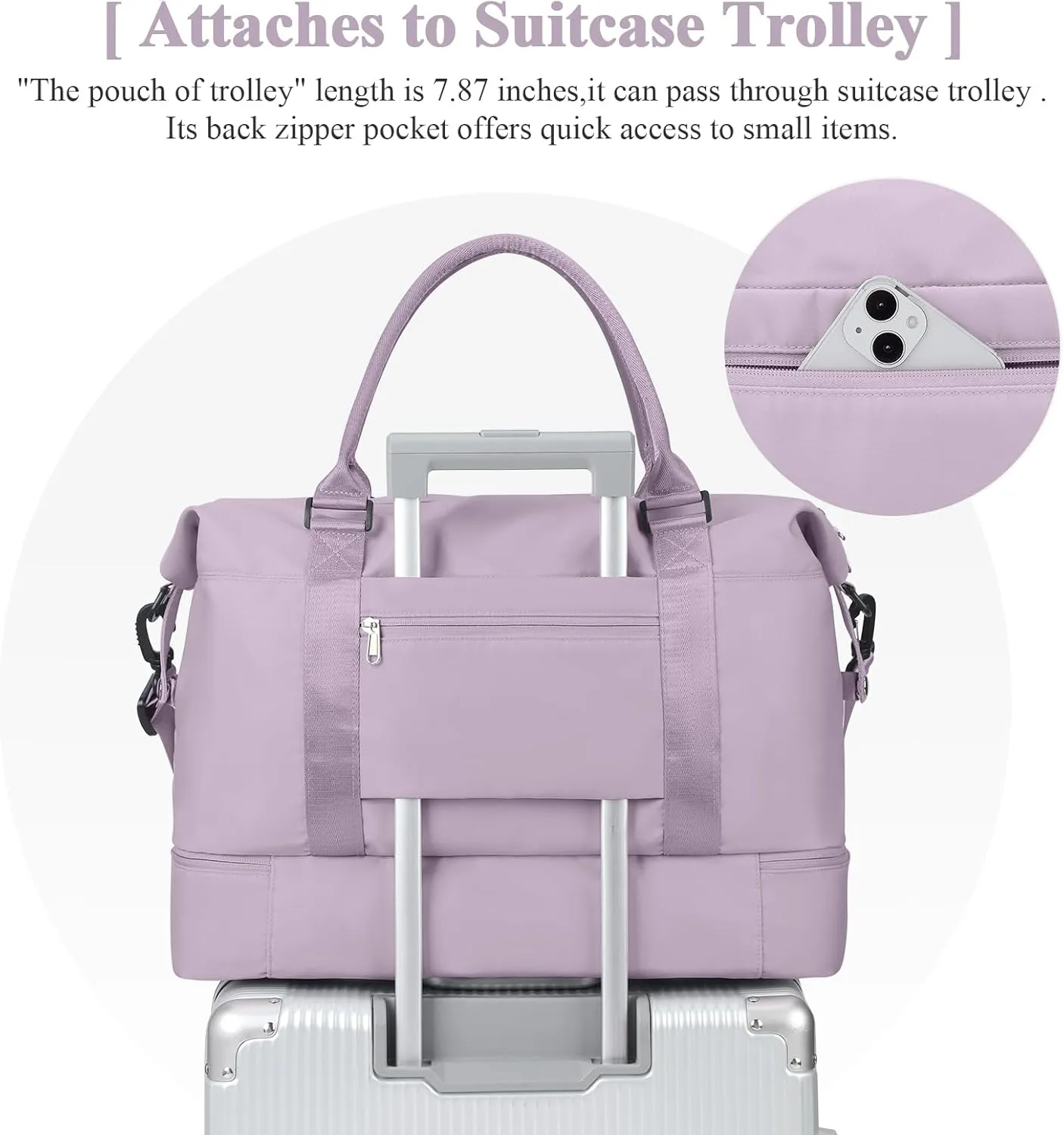 Travel Duffel Bag with Shoes Compartment, Overnight Weekender Bags for Women,Carry on Personal Item Bag