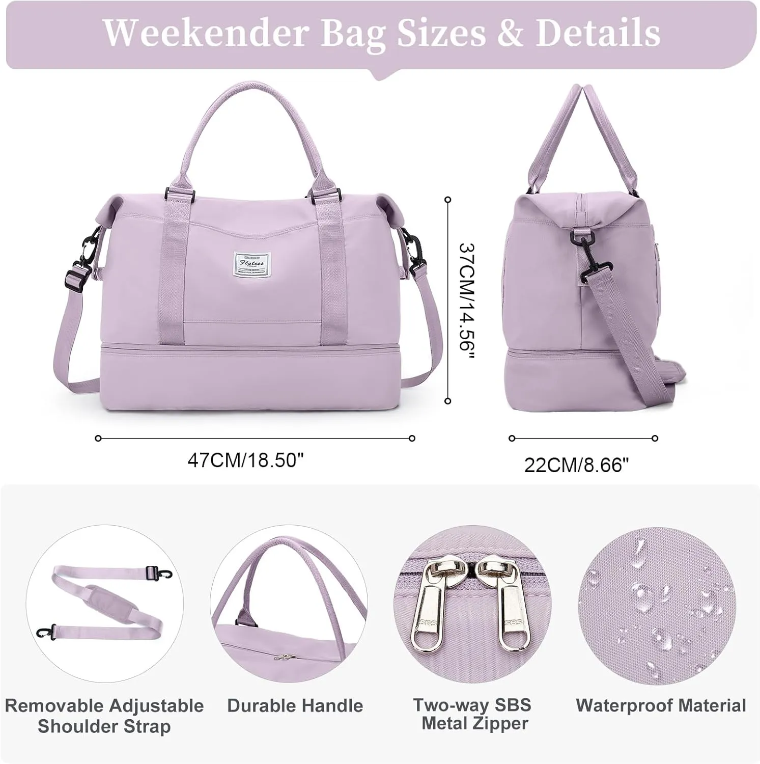 Travel Duffel Bag with Shoes Compartment, Overnight Weekender Bags for Women,Carry on Personal Item Bag