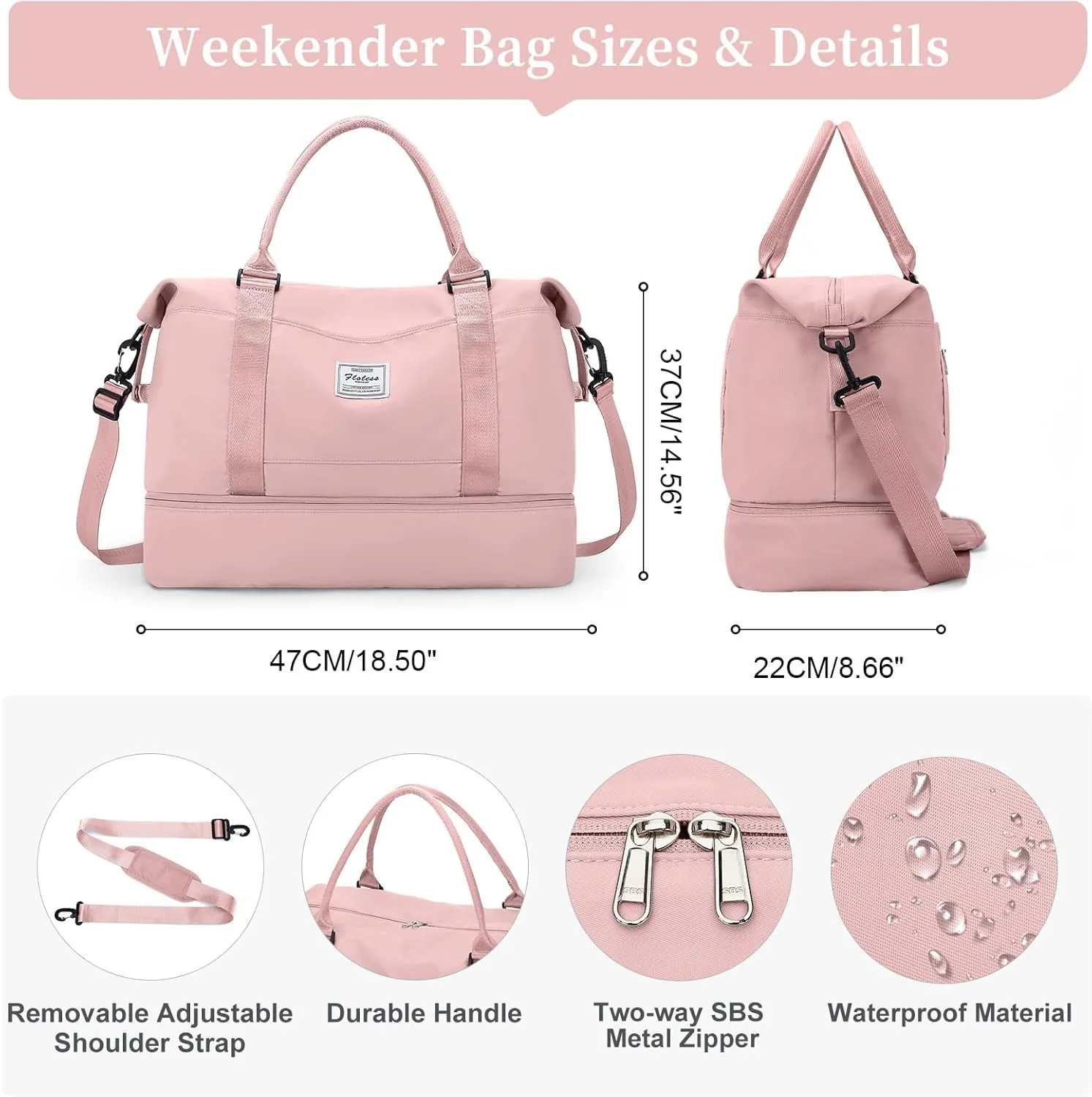 Travel Duffel Bag with Shoes Compartment, Overnight Weekender Bags for Women,Carry on Personal Item Bag