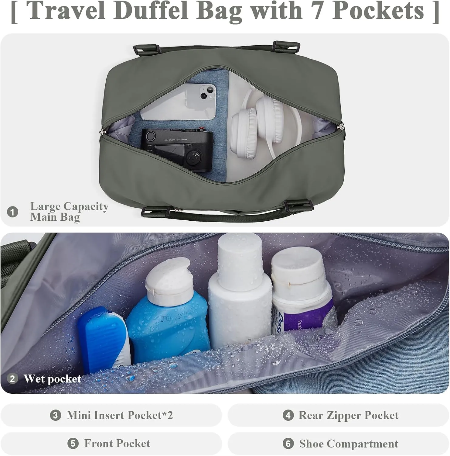 Travel Duffel Bag with Shoes Compartment, Overnight Weekender Bags for Women,Carry on Personal Item Bag，Extra Large