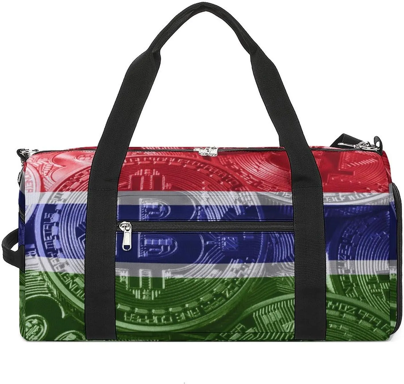 Travel Duffel with Gambia Flag Bitcoin Shoe Compartment for Gym Beach and Sports