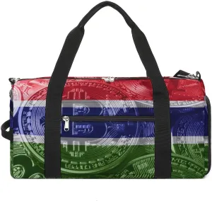 Travel Duffel with Gambia Flag Bitcoin Shoe Compartment for Gym Beach and Sports