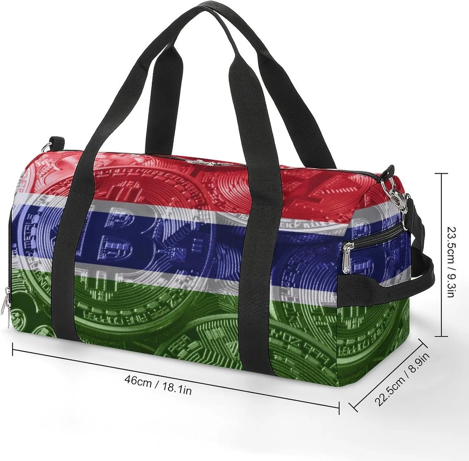 Travel Duffel with Gambia Flag Bitcoin Shoe Compartment for Gym Beach and Sports