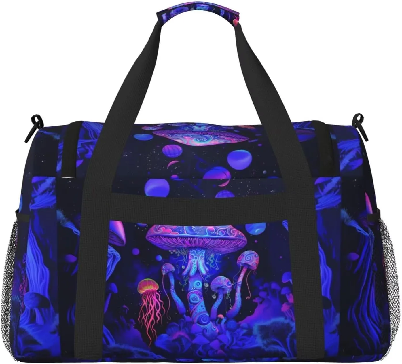 Travel Duffle Bag Cute Boho Mushrooms Gym Bag for Women Purple Pink Tote Bag Laptop Carry on Weekender Overnight Bag Organizer Duffel Bag for Travel Business Trips, Sports