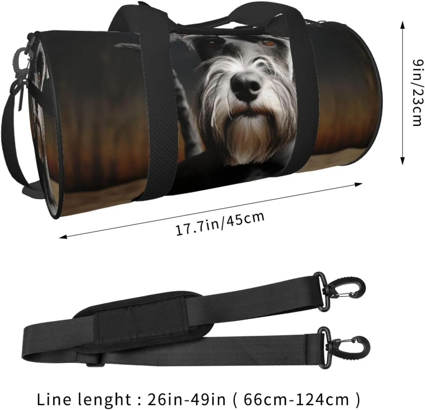 Travel Duffle Bag Weekender Bags for Men Women with Shoe Compartment Large Capacity Weekender Overnight Bag Animal Schnauzer Dog Carry On Tote Bags Sport Gym Bag for Travel Yoga