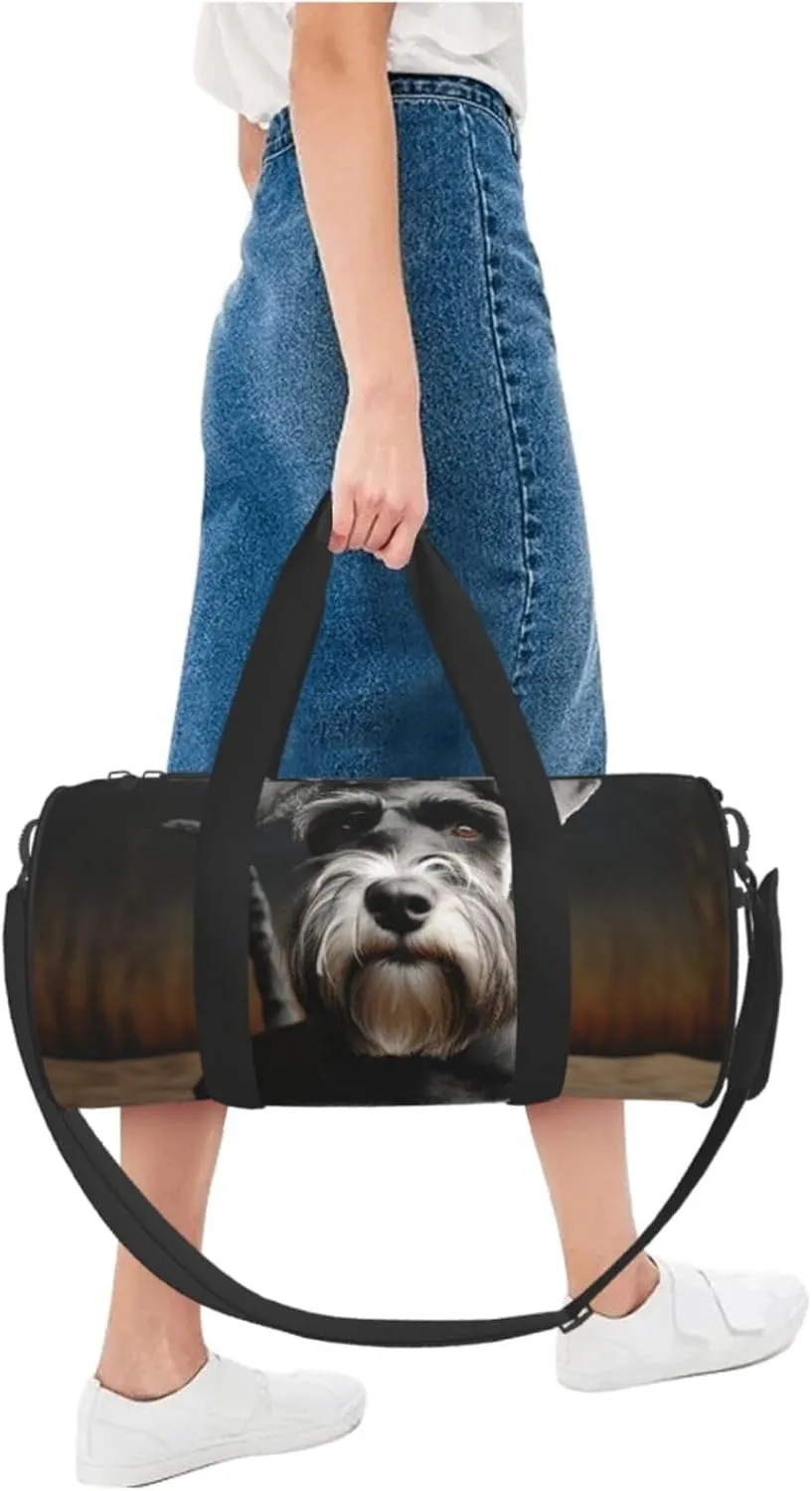 Travel Duffle Bag Weekender Bags for Men Women with Shoe Compartment Large Capacity Weekender Overnight Bag Animal Schnauzer Dog Carry On Tote Bags Sport Gym Bag for Travel Yoga