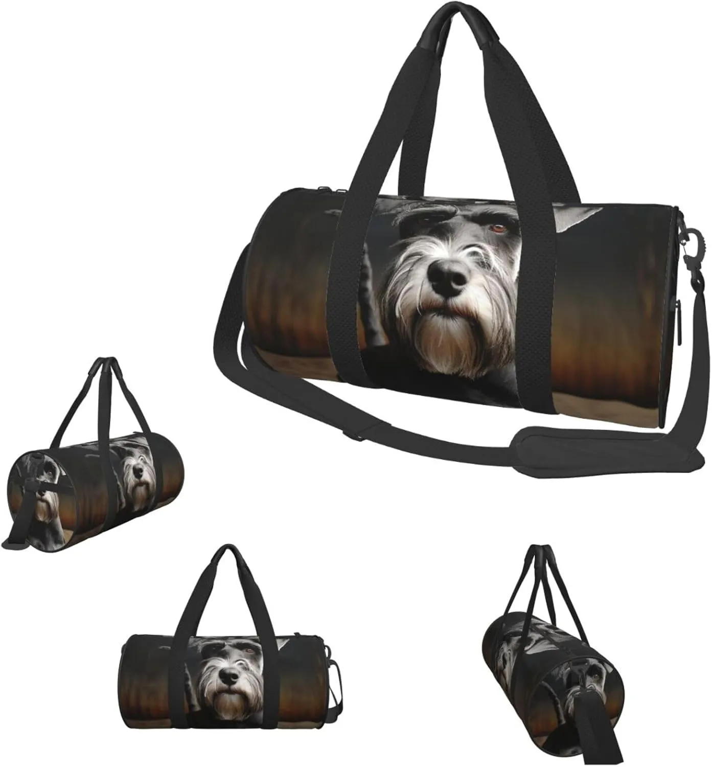 Travel Duffle Bag Weekender Bags for Men Women with Shoe Compartment Large Capacity Weekender Overnight Bag Animal Schnauzer Dog Carry On Tote Bags Sport Gym Bag for Travel Yoga