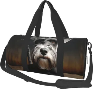 Travel Duffle Bag Weekender Bags for Men Women with Shoe Compartment Large Capacity Weekender Overnight Bag Animal Schnauzer Dog Carry On Tote Bags Sport Gym Bag for Travel Yoga
