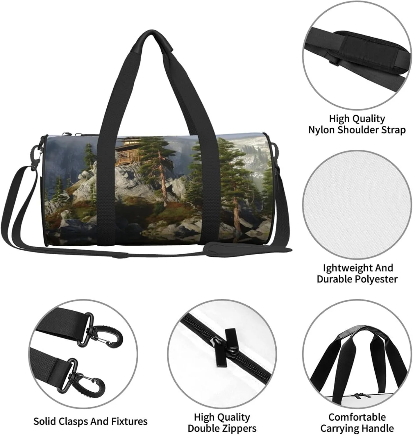 Travel Duffle Bag Weekender Bags For Men Women With Shoe Compartment Large Capacity Weekender Overnight Bag Lake Mountain Carry On Tote Bags Sport Gym Bag For Travel Yoga
