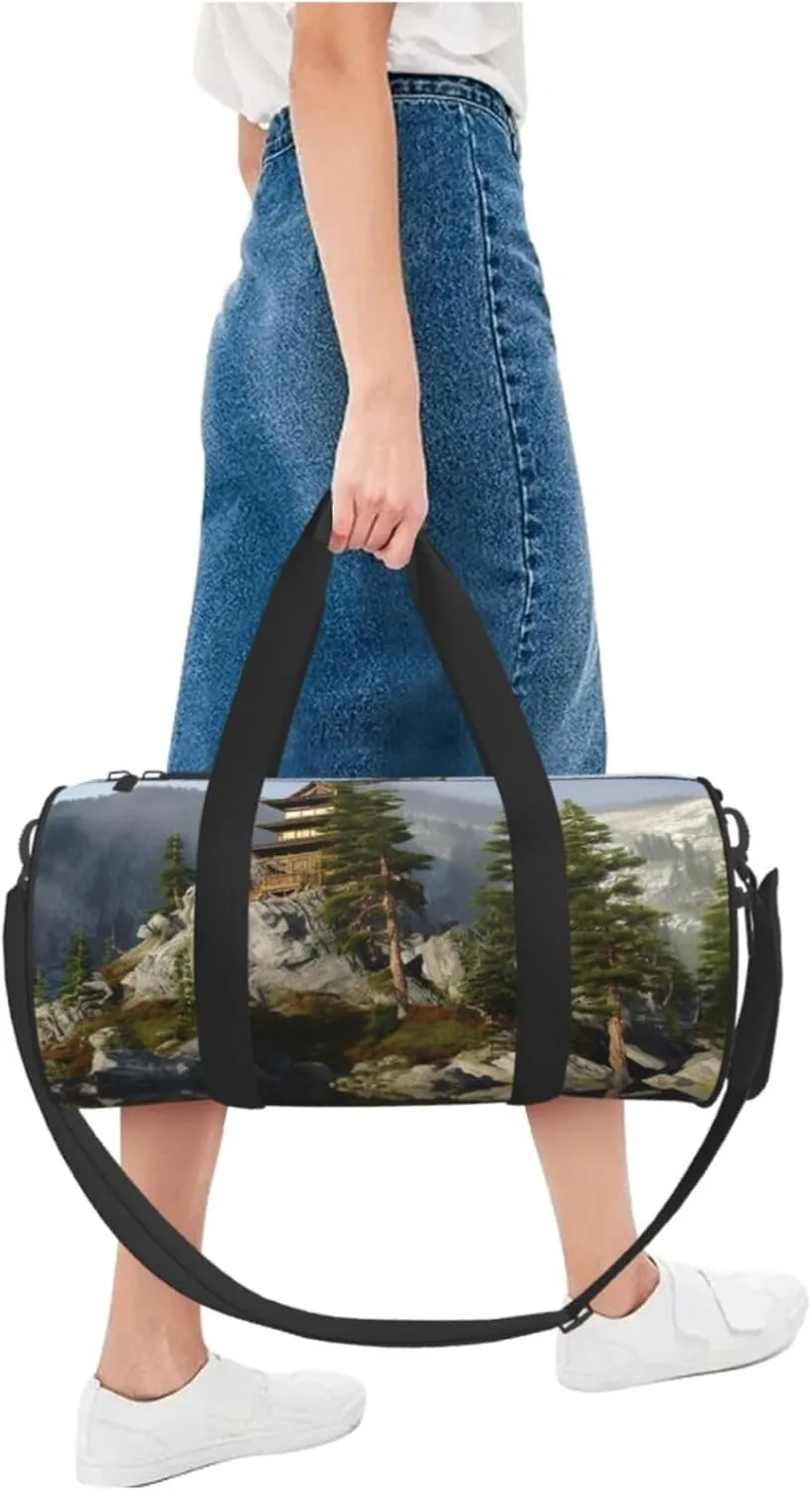 Travel Duffle Bag Weekender Bags For Men Women With Shoe Compartment Large Capacity Weekender Overnight Bag Lake Mountain Carry On Tote Bags Sport Gym Bag For Travel Yoga