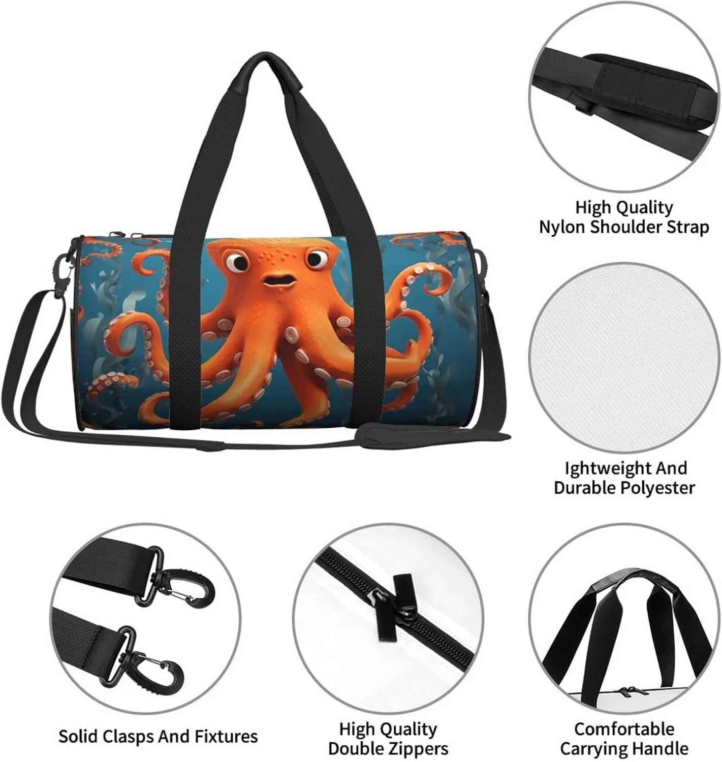 Travel Duffle Bag Weekender Bags For Men Women With Shoe Compartment Large Capacity Weekender Overnight Bag Octopus Carry On Tote Bags Sport Gym Bag For Travel Yoga