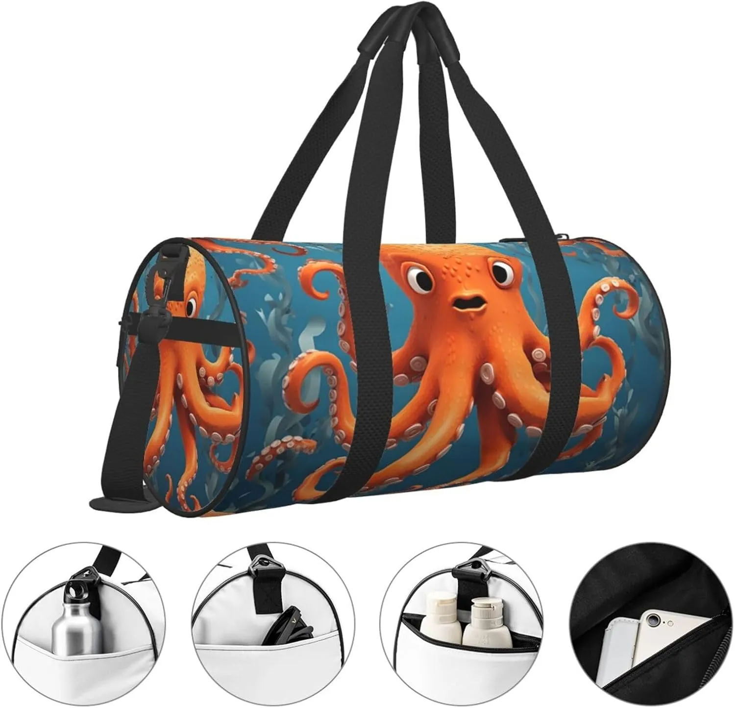 Travel Duffle Bag Weekender Bags For Men Women With Shoe Compartment Large Capacity Weekender Overnight Bag Octopus Carry On Tote Bags Sport Gym Bag For Travel Yoga