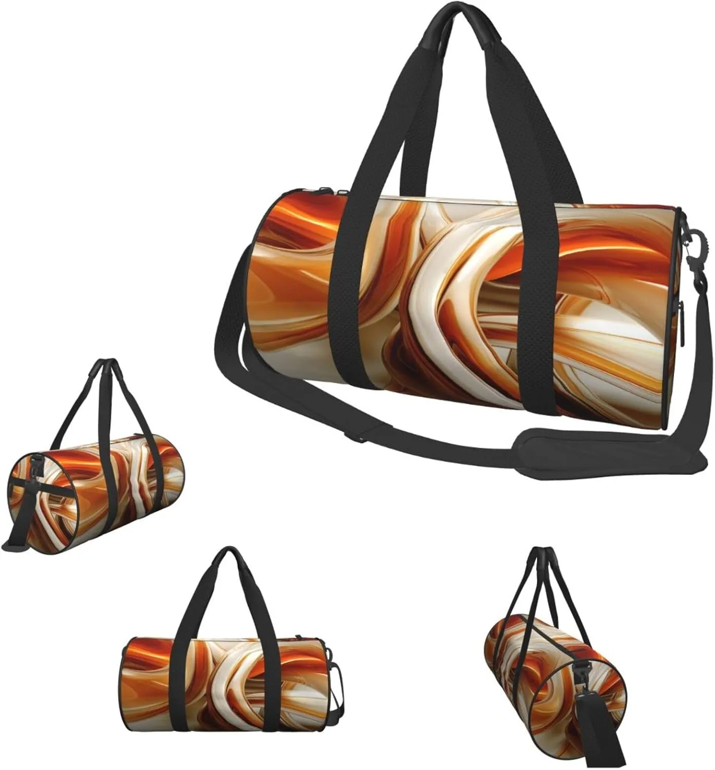 Travel Duffle Bag Weekender Bags For Men Women With Shoe Compartment Large Capacity Weekender Overnight Bag Orange White Lines Carry On Tote Bags Sport Gym Bag For Travel Yoga