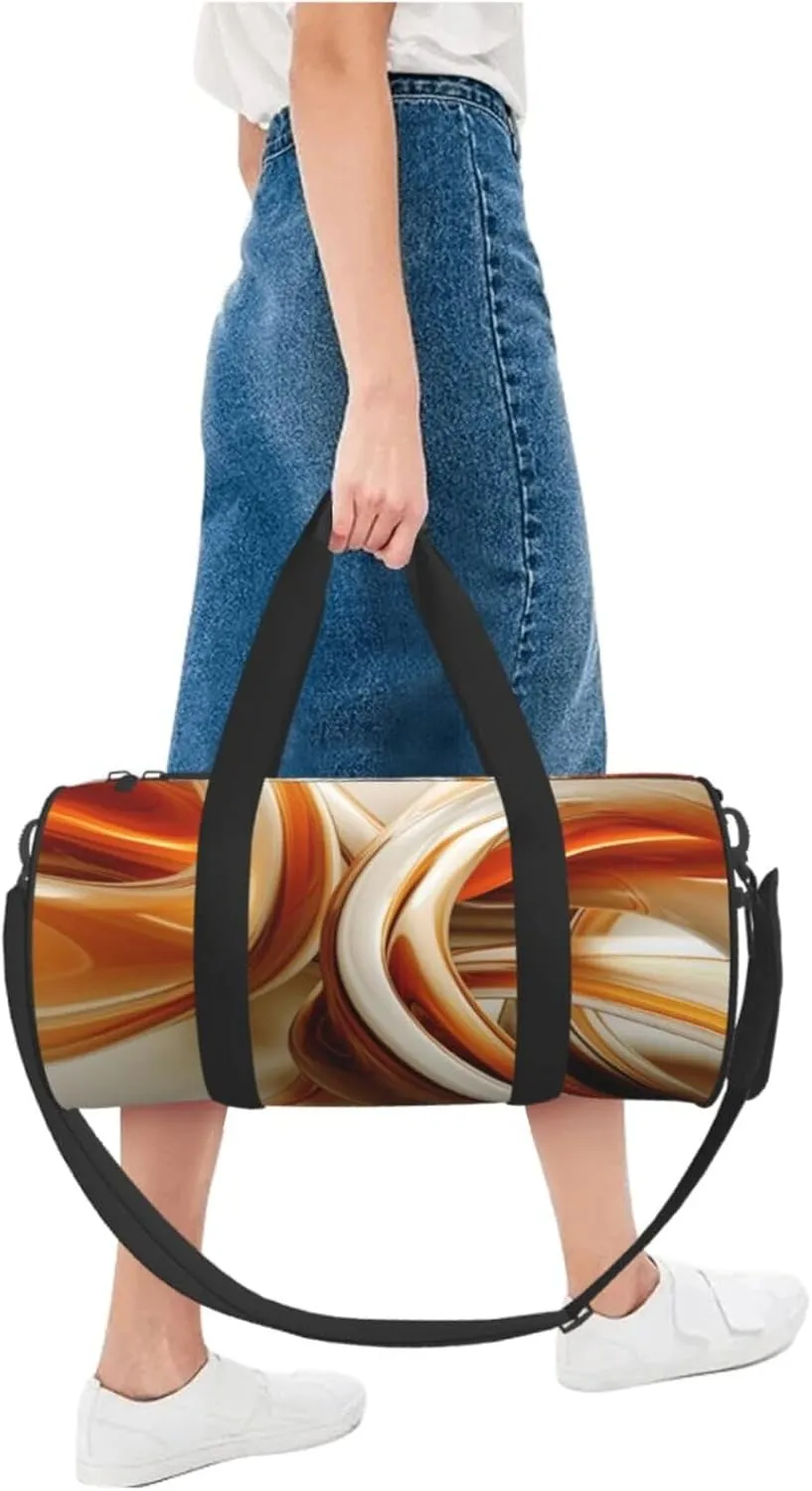 Travel Duffle Bag Weekender Bags For Men Women With Shoe Compartment Large Capacity Weekender Overnight Bag Orange White Lines Carry On Tote Bags Sport Gym Bag For Travel Yoga