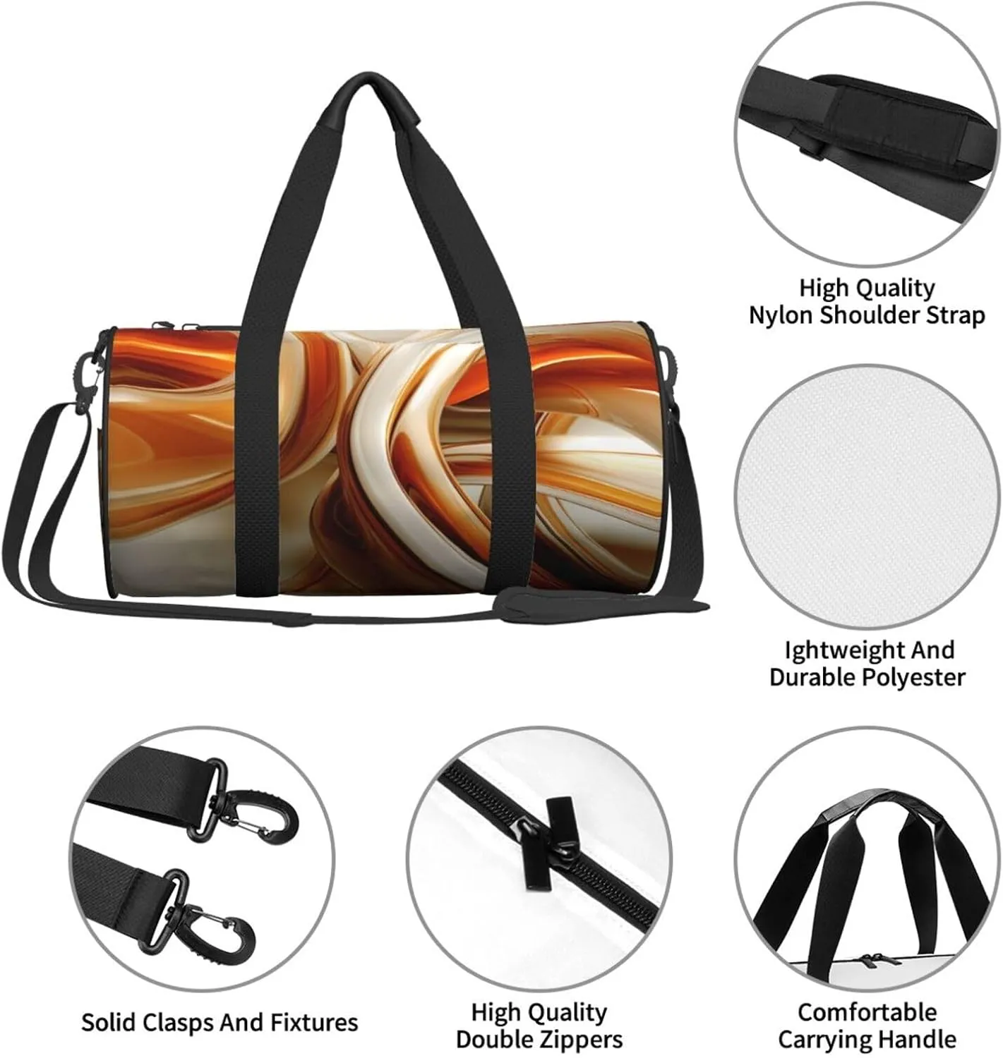 Travel Duffle Bag Weekender Bags For Men Women With Shoe Compartment Large Capacity Weekender Overnight Bag Orange White Lines Carry On Tote Bags Sport Gym Bag For Travel Yoga
