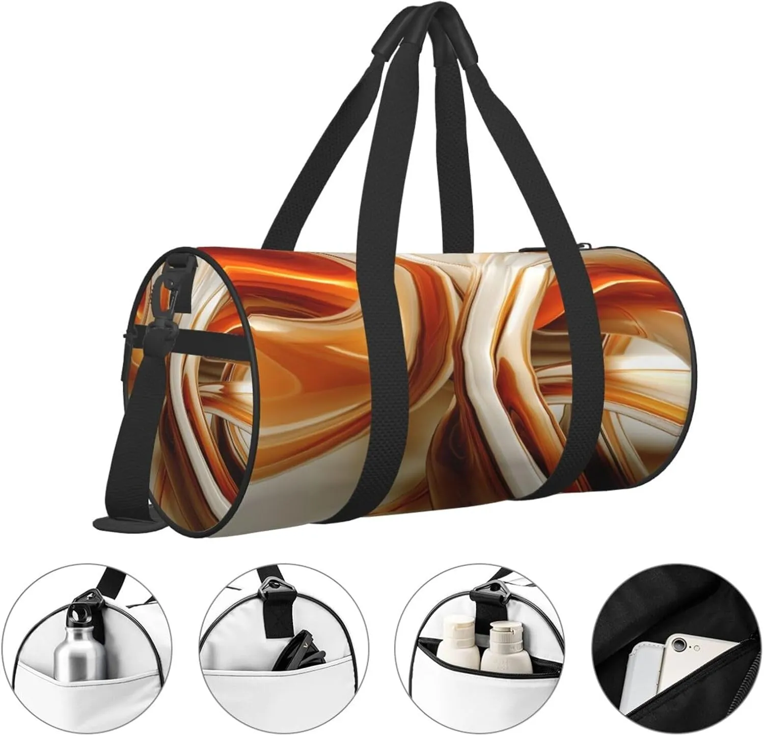 Travel Duffle Bag Weekender Bags For Men Women With Shoe Compartment Large Capacity Weekender Overnight Bag Orange White Lines Carry On Tote Bags Sport Gym Bag For Travel Yoga