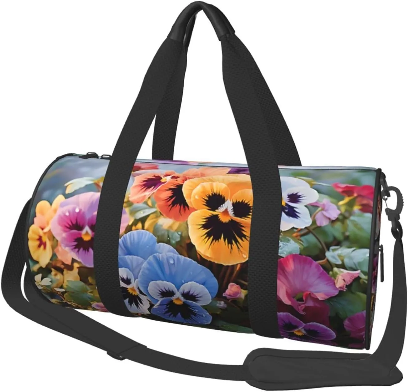 Travel Duffle Bag Weekender Bags For Men Women With Shoe Compartment Large Capacity Weekender Overnight Bag Pansy Flowers Carry On Tote Bags Sport Gym Bag For Travel Yoga