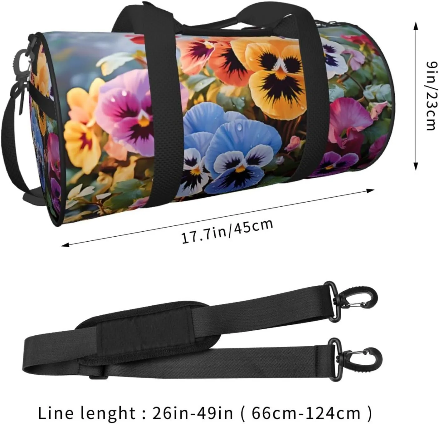 Travel Duffle Bag Weekender Bags For Men Women With Shoe Compartment Large Capacity Weekender Overnight Bag Pansy Flowers Carry On Tote Bags Sport Gym Bag For Travel Yoga