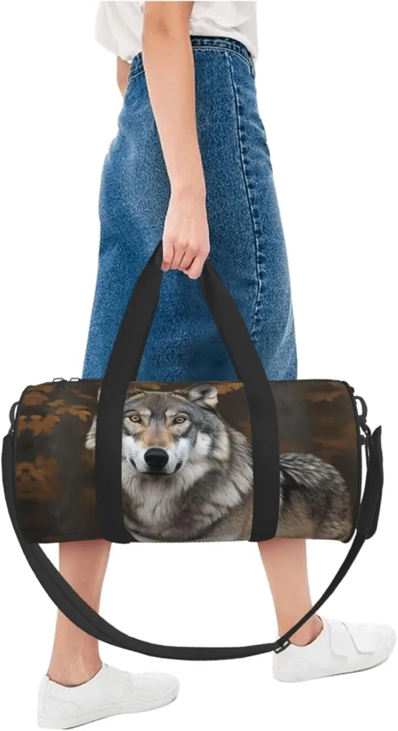 Travel Duffle Bag Weekender Bags For Men Women With Shoe Compartment Large Capacity Weekender Overnight Bag Wild Wild Gray Wolf Carry On Tote Bags Sport Gym Bag For Travel Yoga