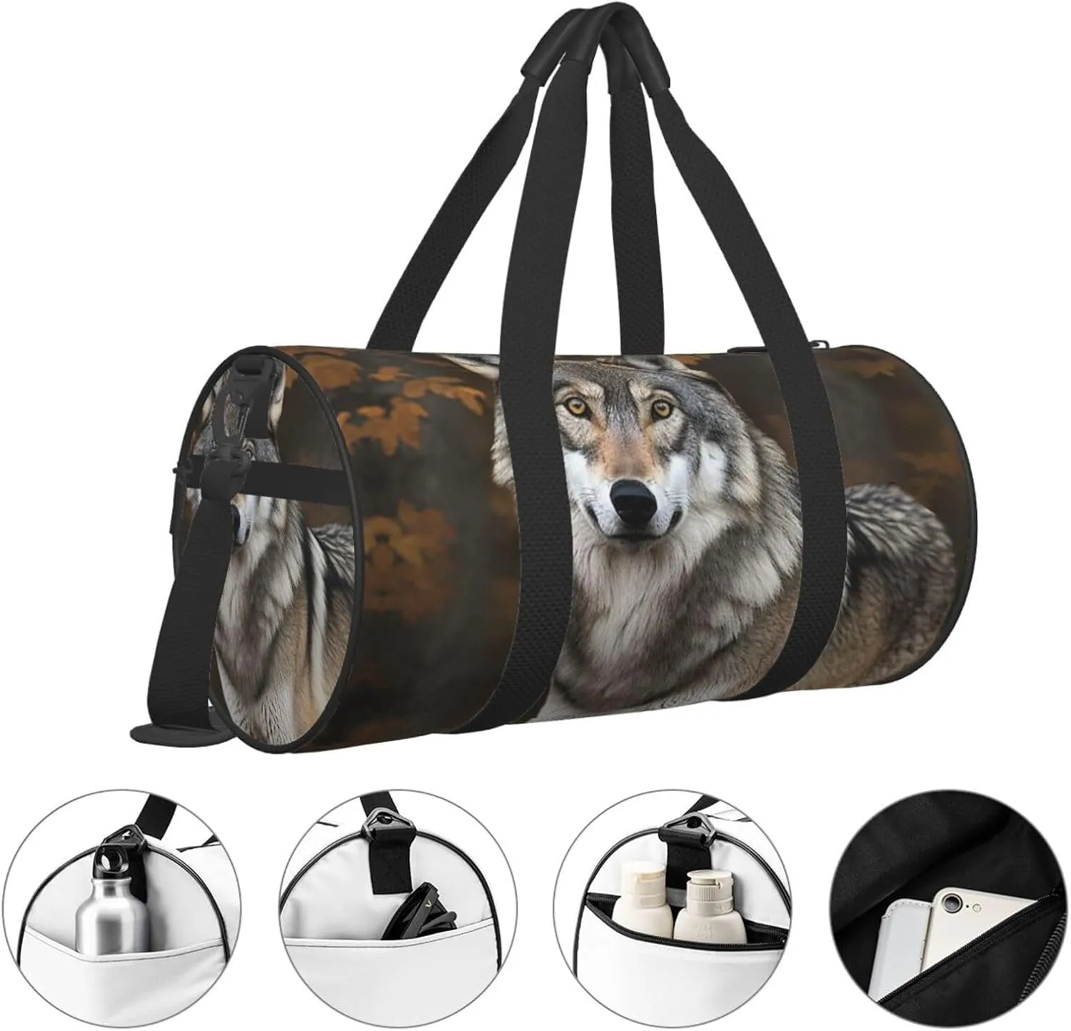 Travel Duffle Bag Weekender Bags For Men Women With Shoe Compartment Large Capacity Weekender Overnight Bag Wild Wild Gray Wolf Carry On Tote Bags Sport Gym Bag For Travel Yoga