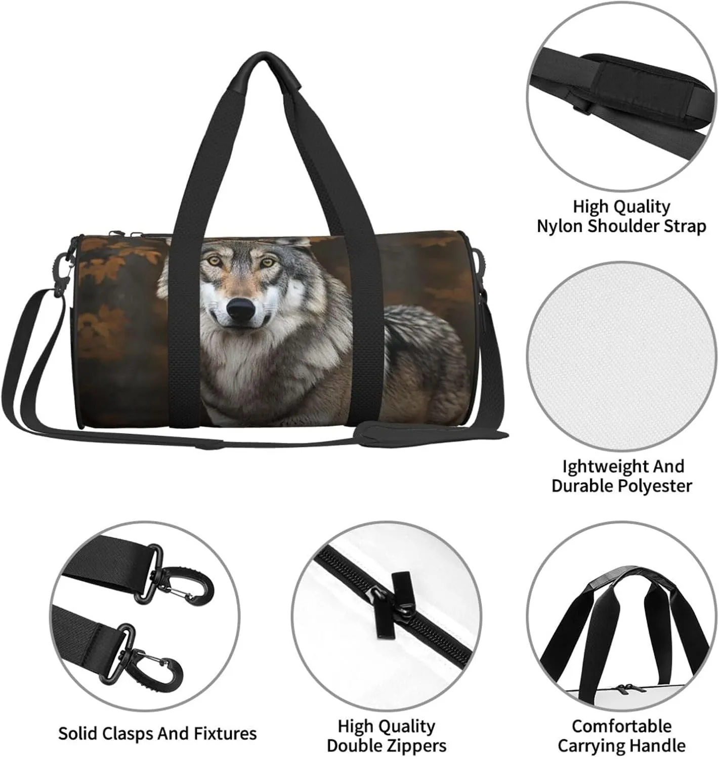 Travel Duffle Bag Weekender Bags For Men Women With Shoe Compartment Large Capacity Weekender Overnight Bag Wild Wild Gray Wolf Carry On Tote Bags Sport Gym Bag For Travel Yoga