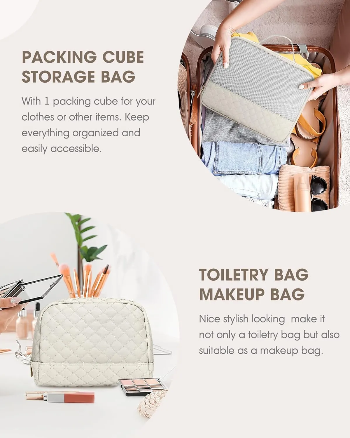 Travel Duffle Weekender Bags for Women: Overnight Bag with Shoe Compartment Carry On Bags with Toiletry & Wet Pocket Large Tote Hospital for Women Labor Delivery Beige