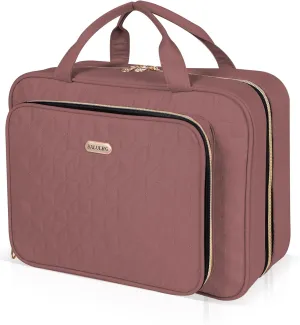 Travel Hanging Toiletry Bag for Women, Water-Resistant Cosmetic Organizer with 4 Compartments & 360° Swivel Hook, TSA-Approved Makeup Bag for Shampoo, Full Sized Container, Toiletries (Pink)