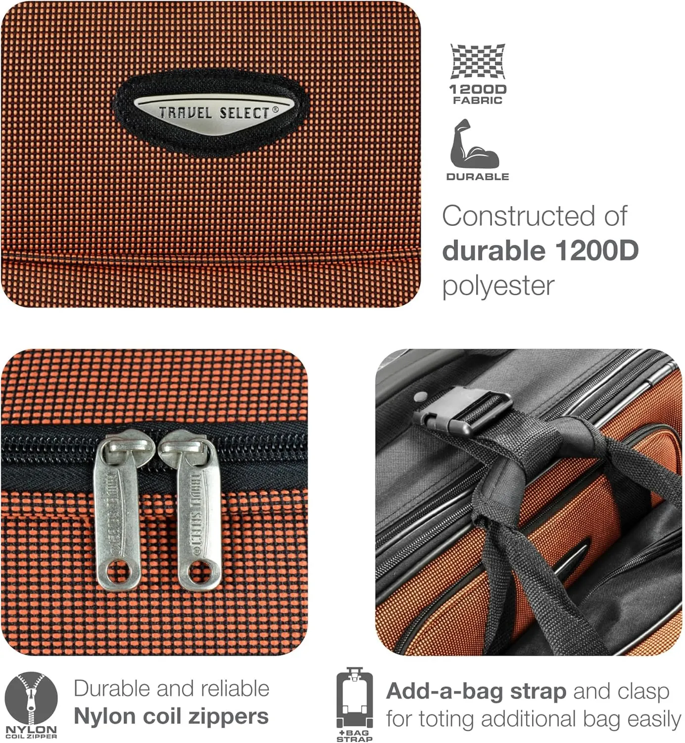 Travel Select Amsterdam Expandable Rolling Upright Luggage, Orange, Checked-Medium 25-Inch