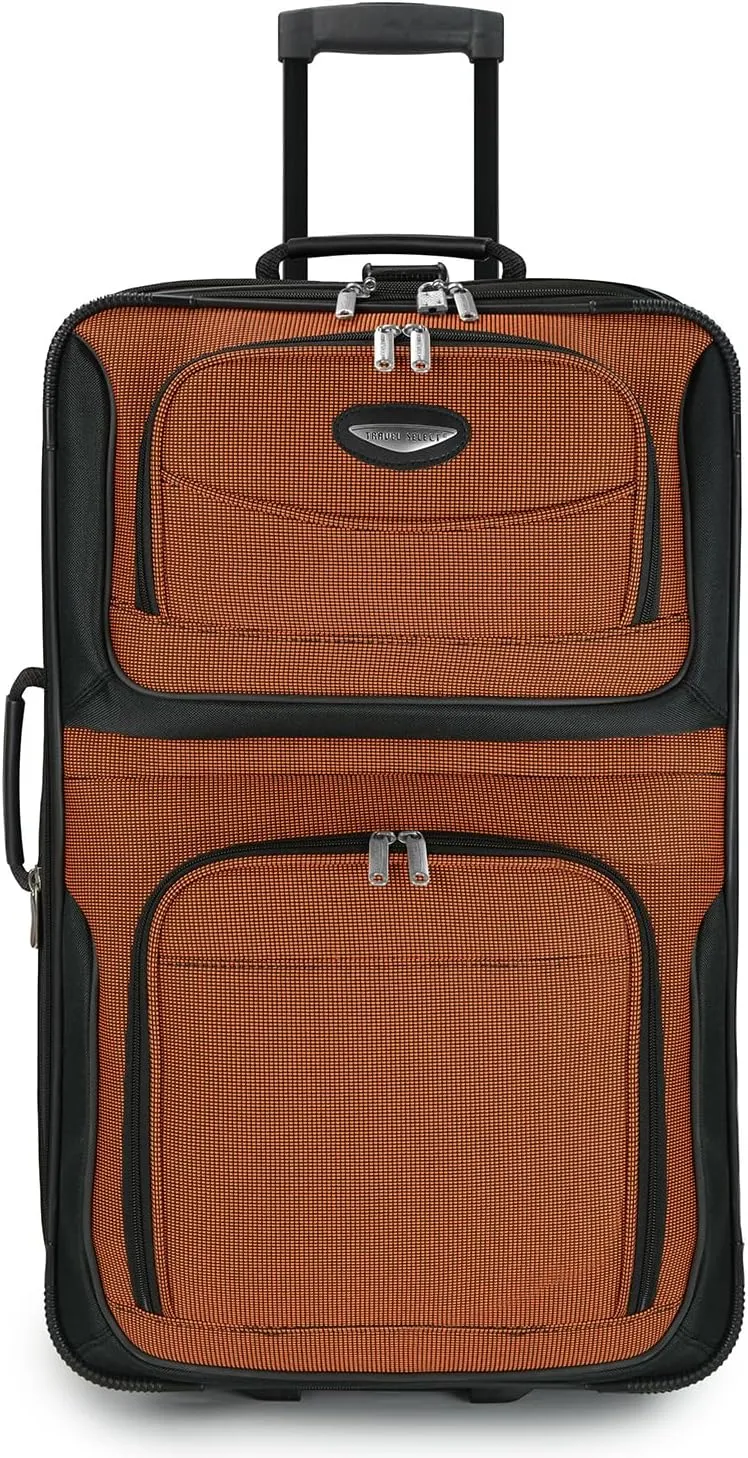 Travel Select Amsterdam Expandable Rolling Upright Luggage, Orange, Checked-Medium 25-Inch