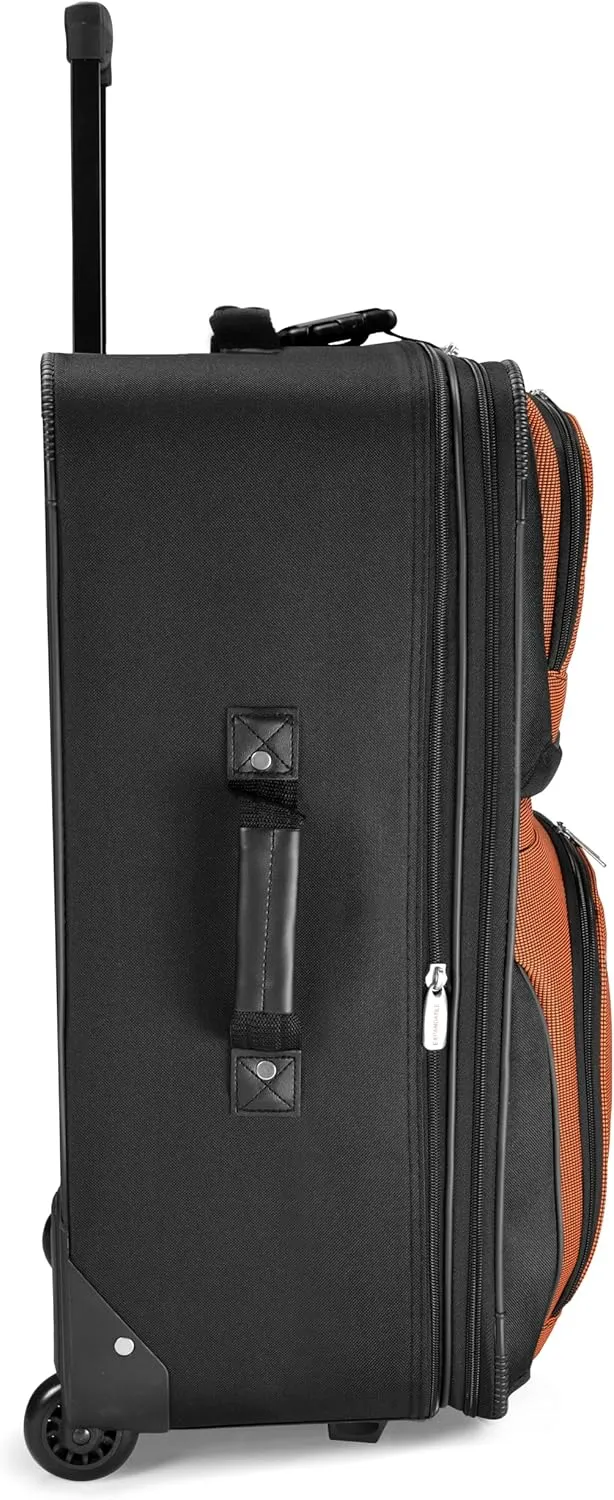 Travel Select Amsterdam Expandable Rolling Upright Luggage, Orange, Checked-Medium 25-Inch