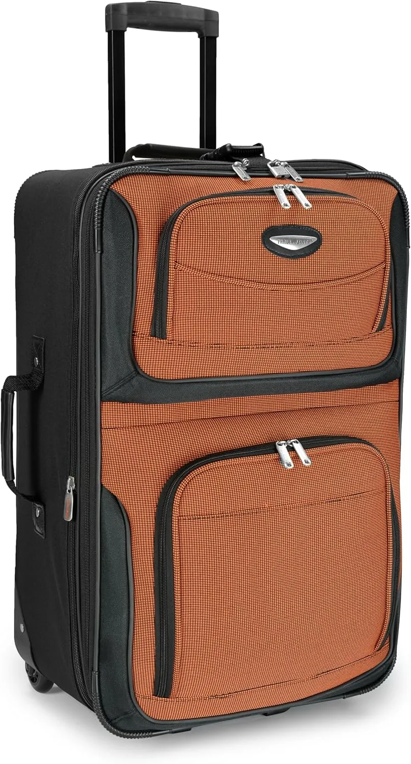 Travel Select Amsterdam Expandable Rolling Upright Luggage, Orange, Checked-Medium 25-Inch