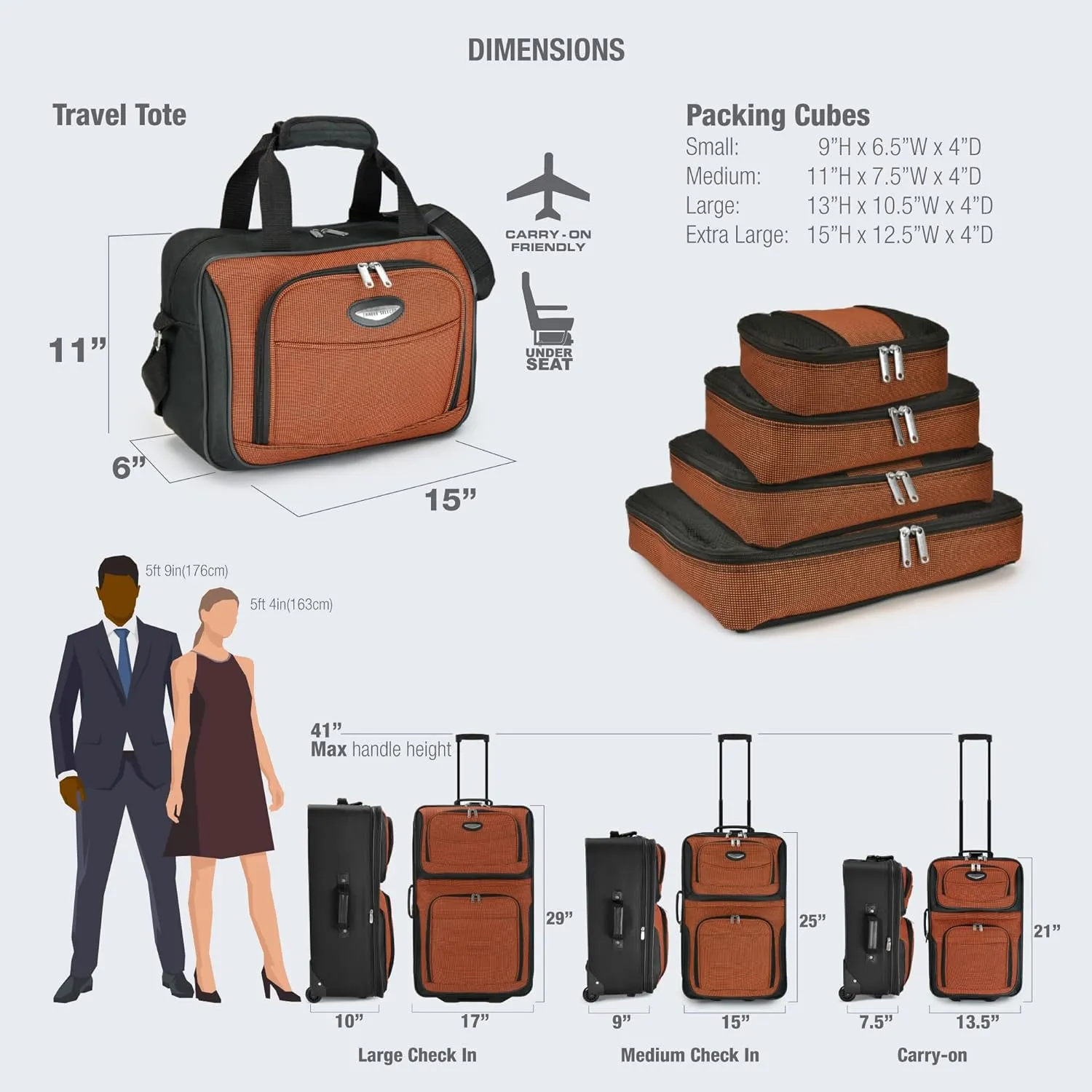 Travel Select Amsterdam Expandable Rolling Upright Luggage, Orange, Checked-Medium 25-Inch