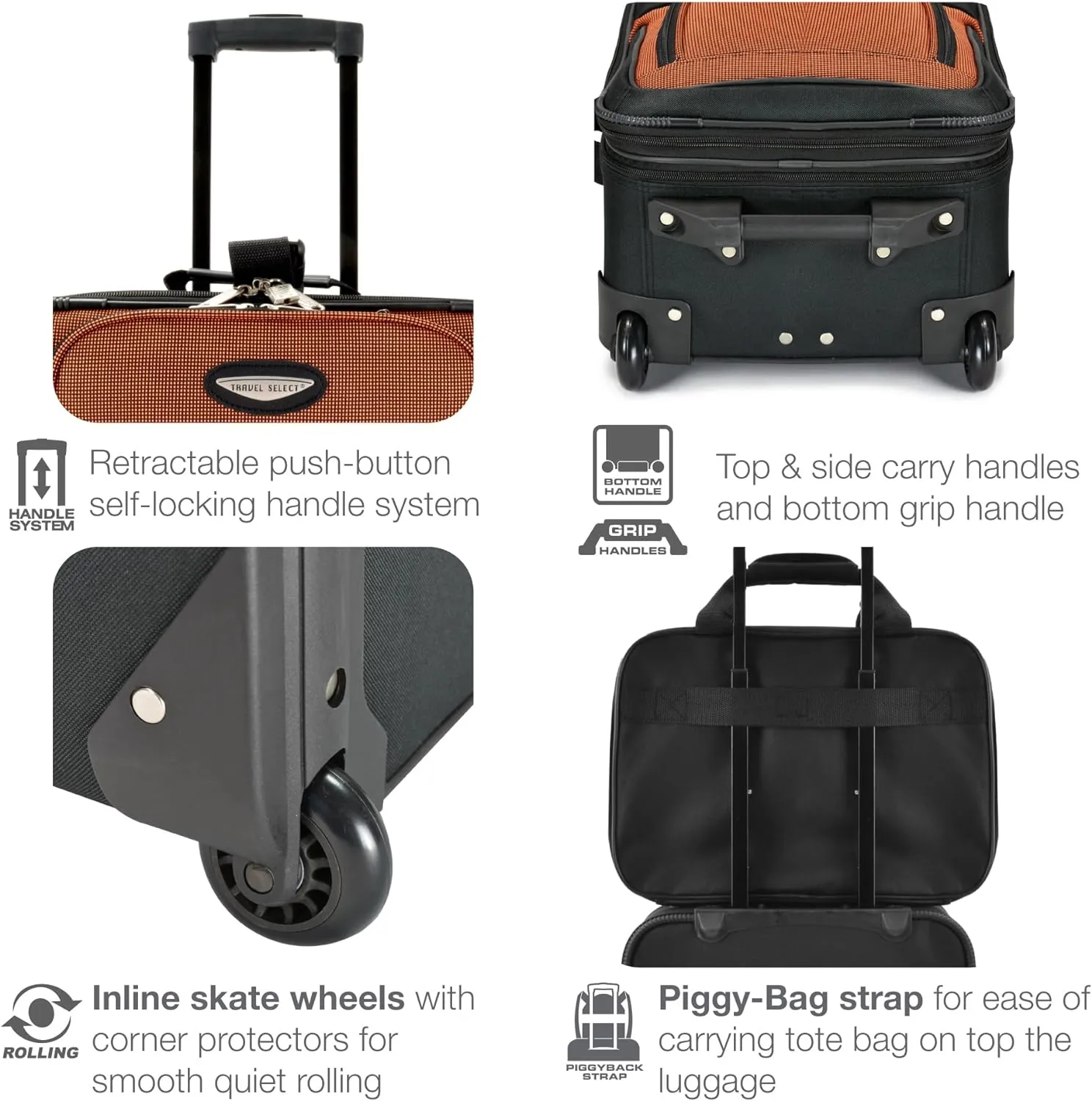 Travel Select Amsterdam Expandable Rolling Upright Luggage, Orange, Checked-Medium 25-Inch