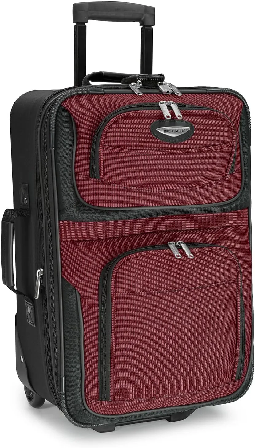 Travel Select Amsterdam Softside Expandable Rolling Luggage, TSA-Approved, Lightweight, Burgundy, Carry-on 21-Inch