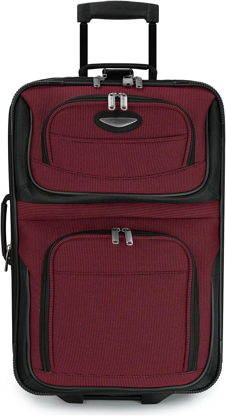 Travel Select Amsterdam Softside Expandable Rolling Luggage, TSA-Approved, Lightweight, Burgundy, Carry-on 21-Inch