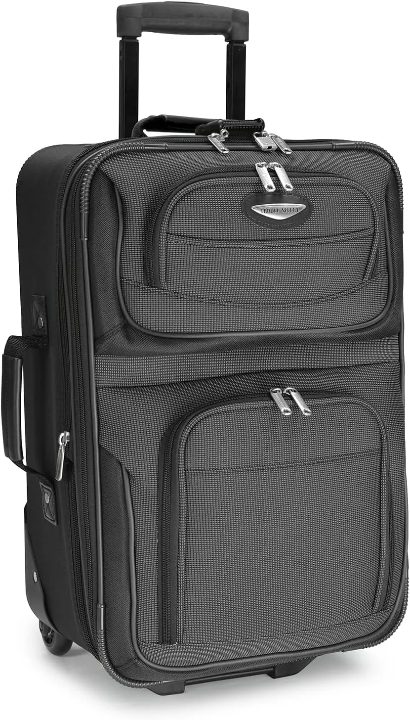 Travel Select Amsterdam Softside Expandable Rolling Luggage, TSA-Approved, Lightweight, Gray, Carry-on 21-Inch