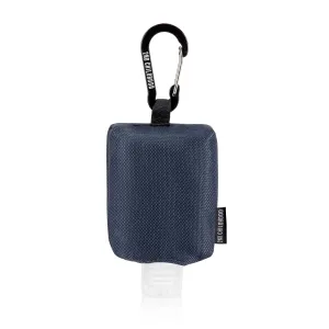 Travel Size Bottle Case, Hand Sanitizer Holder Carrier Bag - Portable Mini Waist Bag for Liquid Storage - Clip On Belt Loop, Backpack and Purse - Includes Empty Flip Cap 2 oz. Reusable Bottle (Blue)