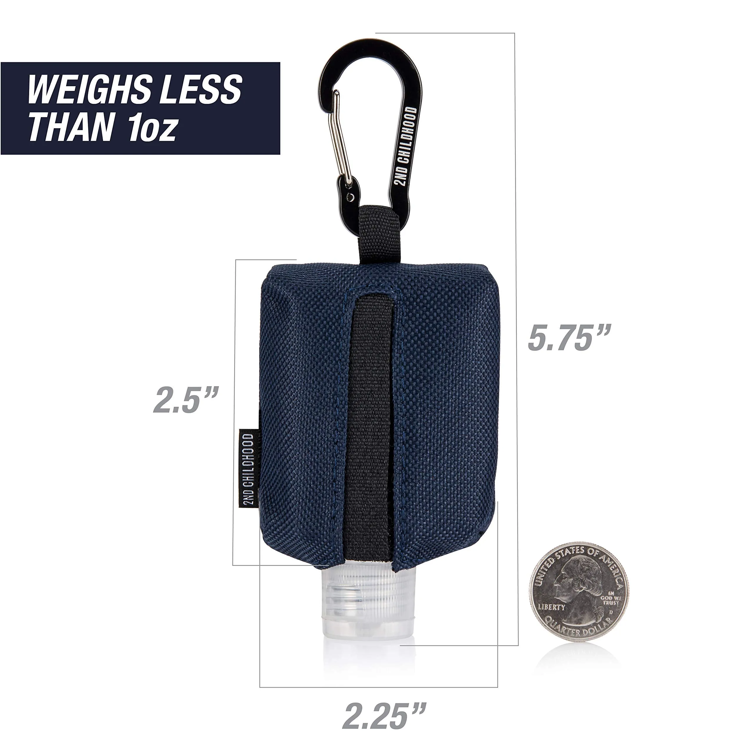 Travel Size Bottle Case, Hand Sanitizer Holder Carrier Bag - Portable Mini Waist Bag for Liquid Storage - Clip On Belt Loop, Backpack and Purse - Includes Empty Flip Cap 2 oz. Reusable Bottle (Blue)