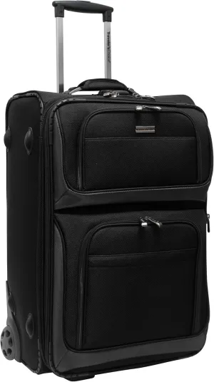 Traveler's Choice Conventional II Expandable Rugged Rollaboard Luggage, Black, Checked-Medium 25-Inch