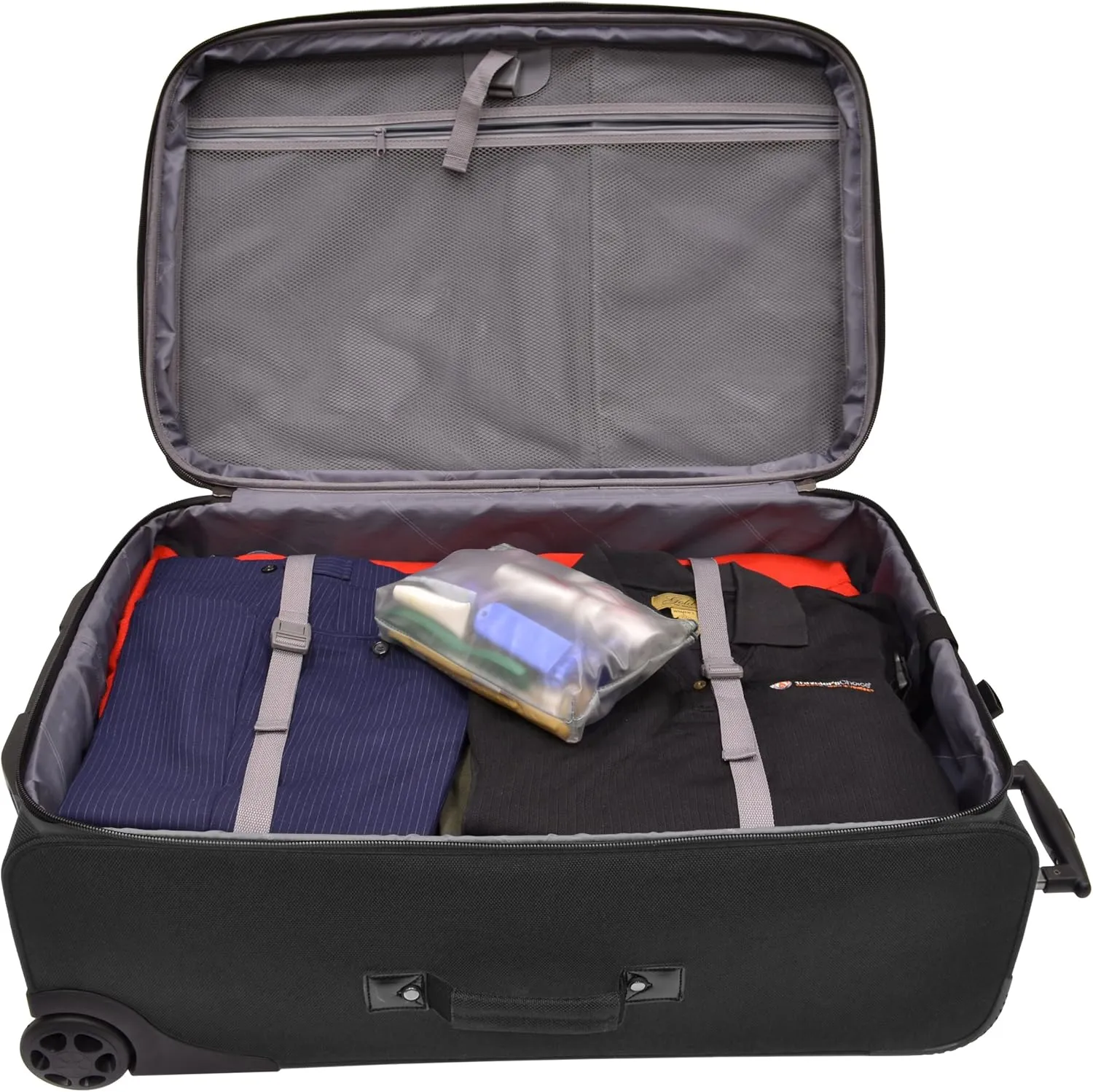 Traveler's Choice Conventional II Expandable Rugged Rollaboard Luggage, Black, Checked-Medium 25-Inch