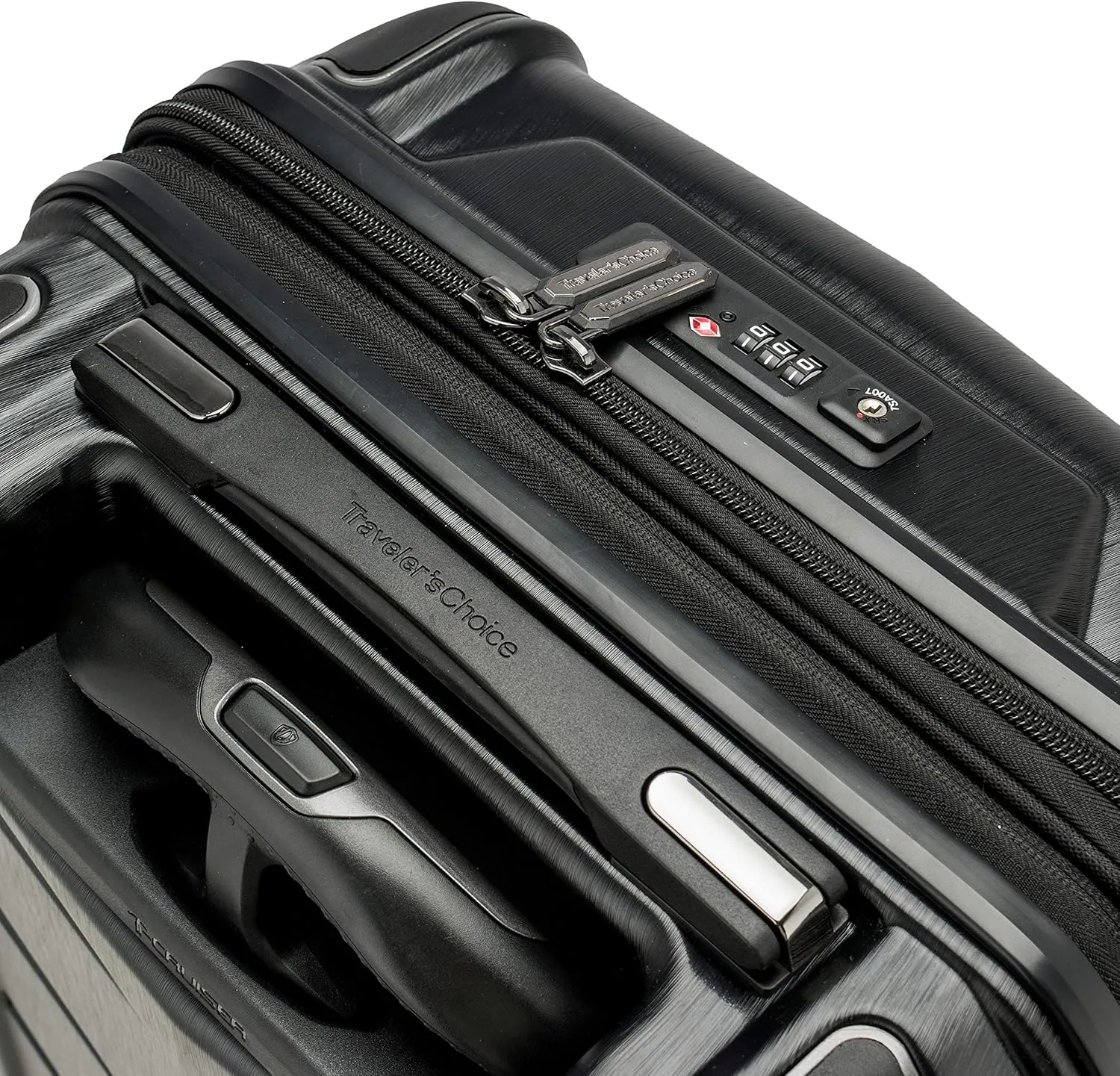 Traveler's Choice Hardside Expandable Spinner Luggage, Black, Silverwood II (3-Piece Set)