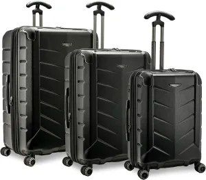 Traveler's Choice Hardside Expandable Spinner Luggage, Black, Silverwood II (3-Piece Set)